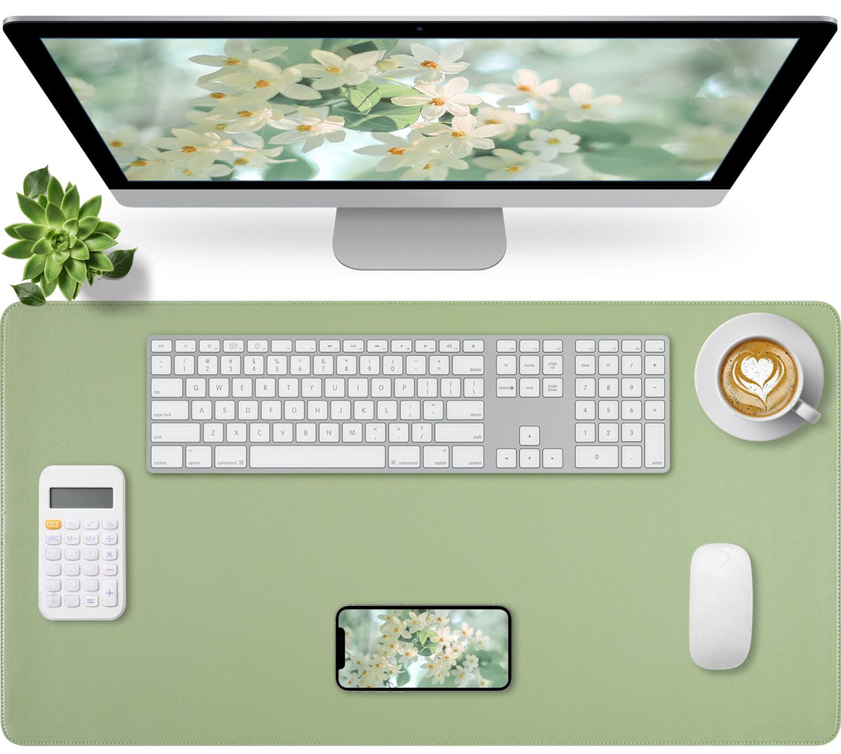 Bloss Leather Desk Pad and Keyboard Wrist Rest, Large Mouse Pad + Keyboard Pad+Mouse Wrist Support, Non-Slip Desk Mat Protector for Office, Home(31.5×15.7 Inches,Beige)