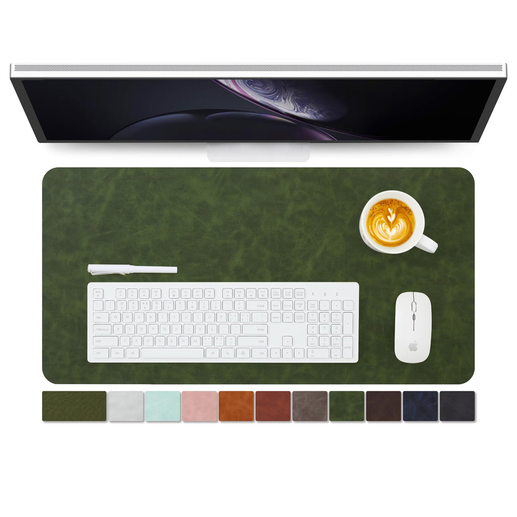 Distressed Leather Desk Mat - Non-Slip PU Desk Pad for Office and Home - Desk Organization and Accessories - Ideal for Large Mouse Pad and Desk Mats on Top of Desks(Tan,36"x 17")