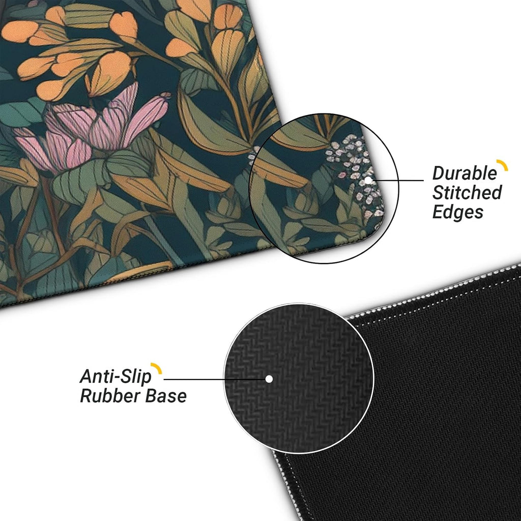 Gaming Mouse Pad, Large 31.5 x 11.8 inches Mousepad, Long Keyboard Pad, Cute Mouse Mat for Computer with Stitched Edges and Non-Slip Base (Wildflower)