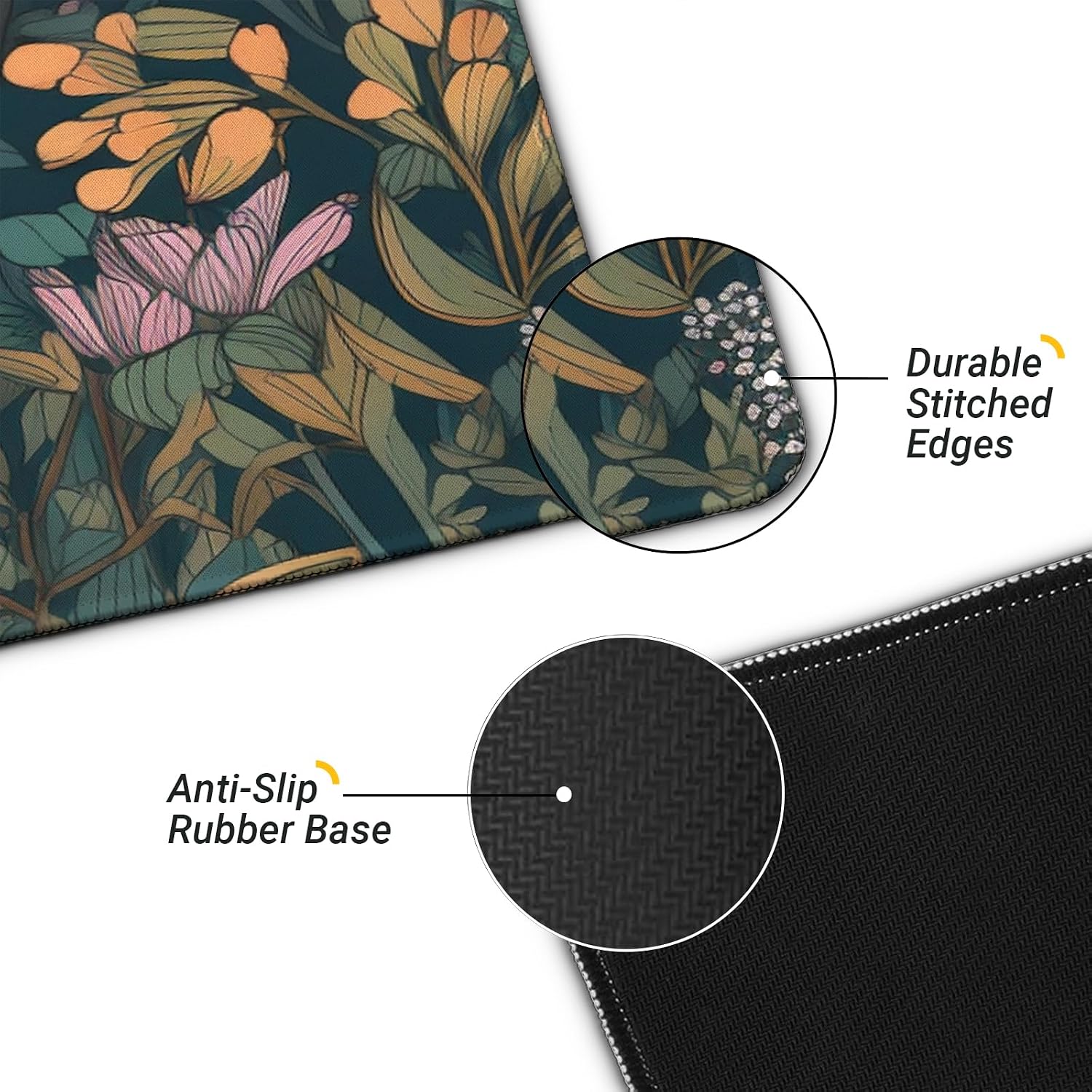Gaming Mouse Pad, Large 31.5 x 11.8 inches Mousepad, Long Keyboard Pad, Cute Mouse Mat for Computer with Stitched Edges and Non-Slip Base (Wildflower)