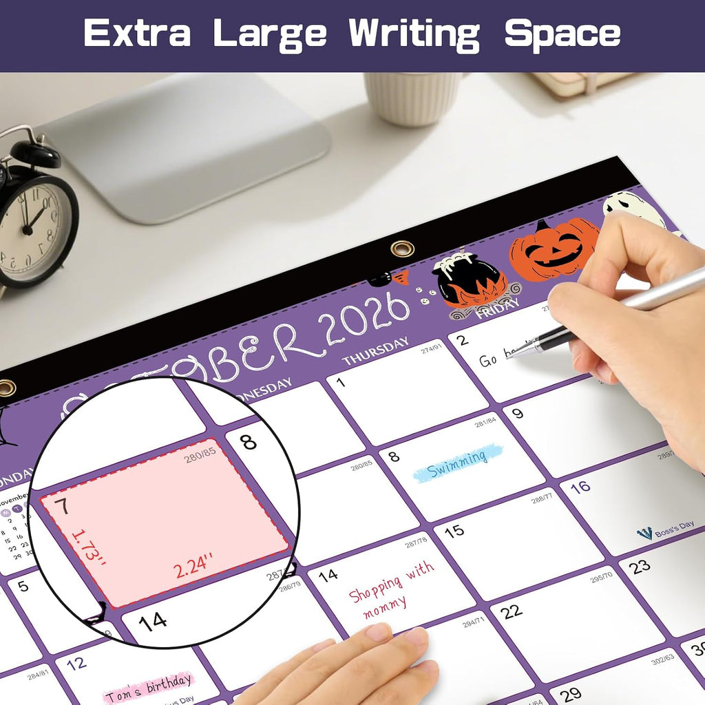 Desk Calendar 2026-2027, 15 Month Oct 2026 - Dec 2027, 17x12,Colorful