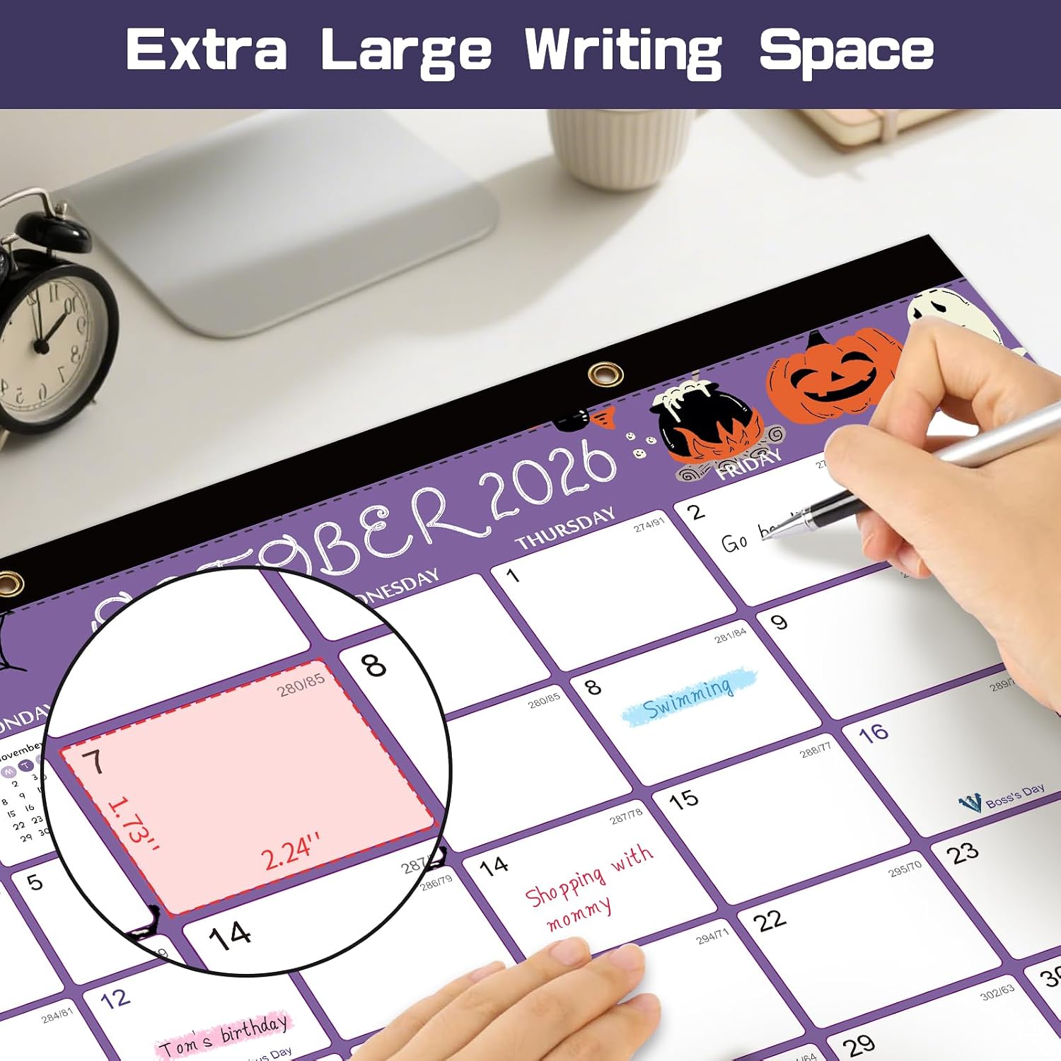 Desk Calendar 2026-2027, 15 Month Oct 2026 - Dec 2027, 17x12,Colorful