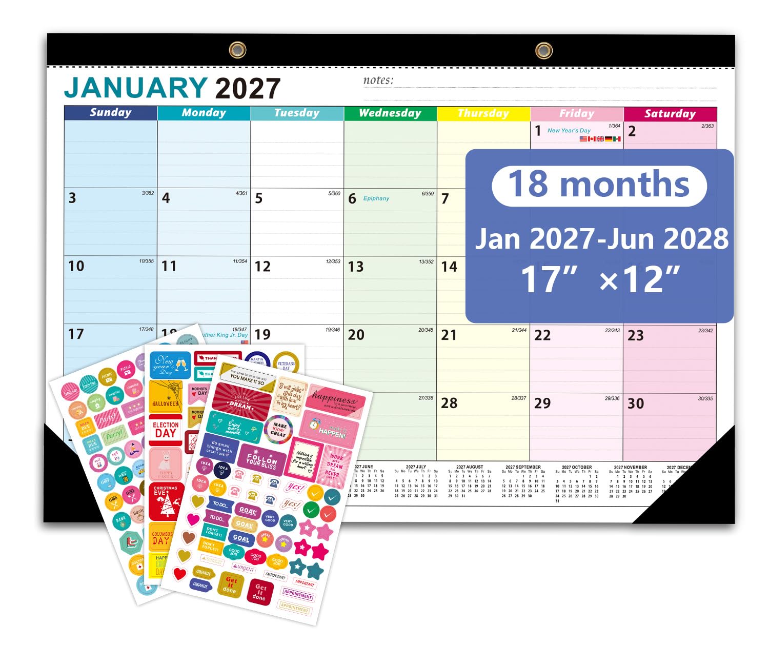 Desk Calendar 2026-2027 17x12in Large Monthly Planner Office Home School