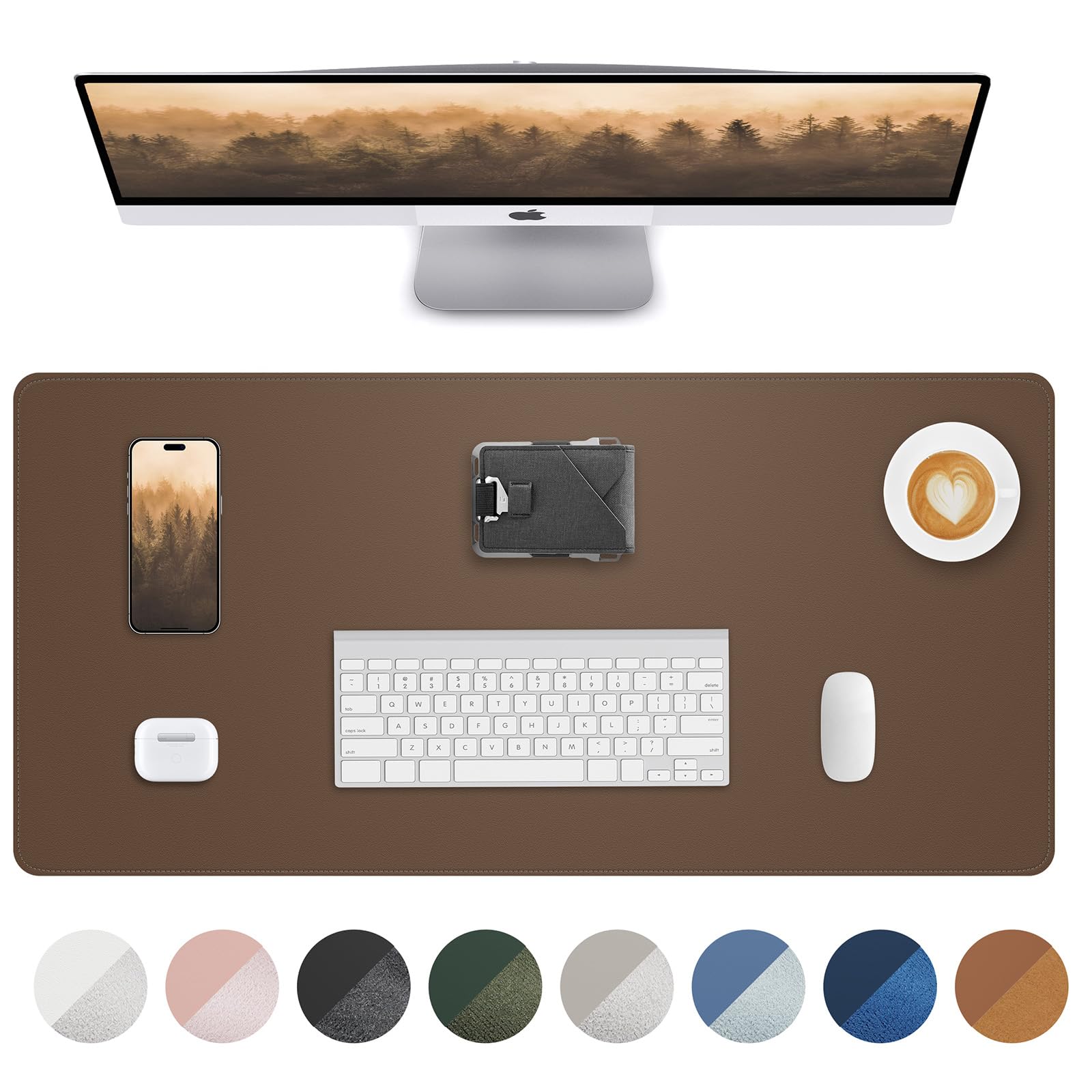 AFIING Large Desk Mat 55" x 24" - PU Leather Desk Pad Protector, Waterproof Non-Slip Extended Mouse Pad for Office Desk, Keyboard, Laptop and Home Workspace (Black)