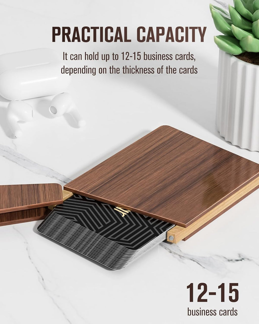 MaxGear Portable Wooden Business Card Holder