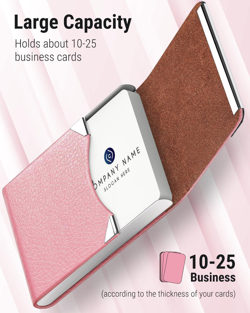 MaxGear Business Card Holder, PU Leather Business Card Case, Pink