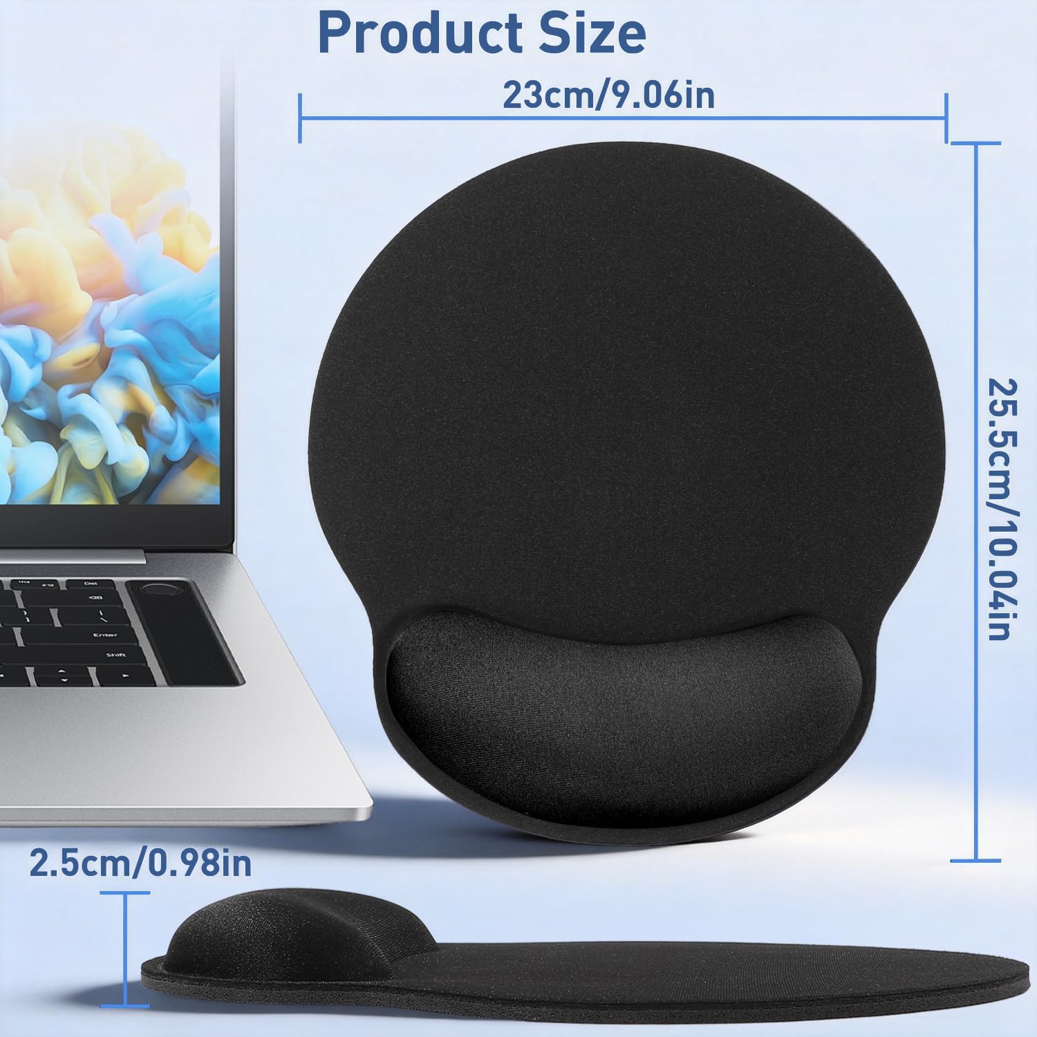 2 Pack Ergonomic Gaming Mouse Pad with Wrist Support—Black