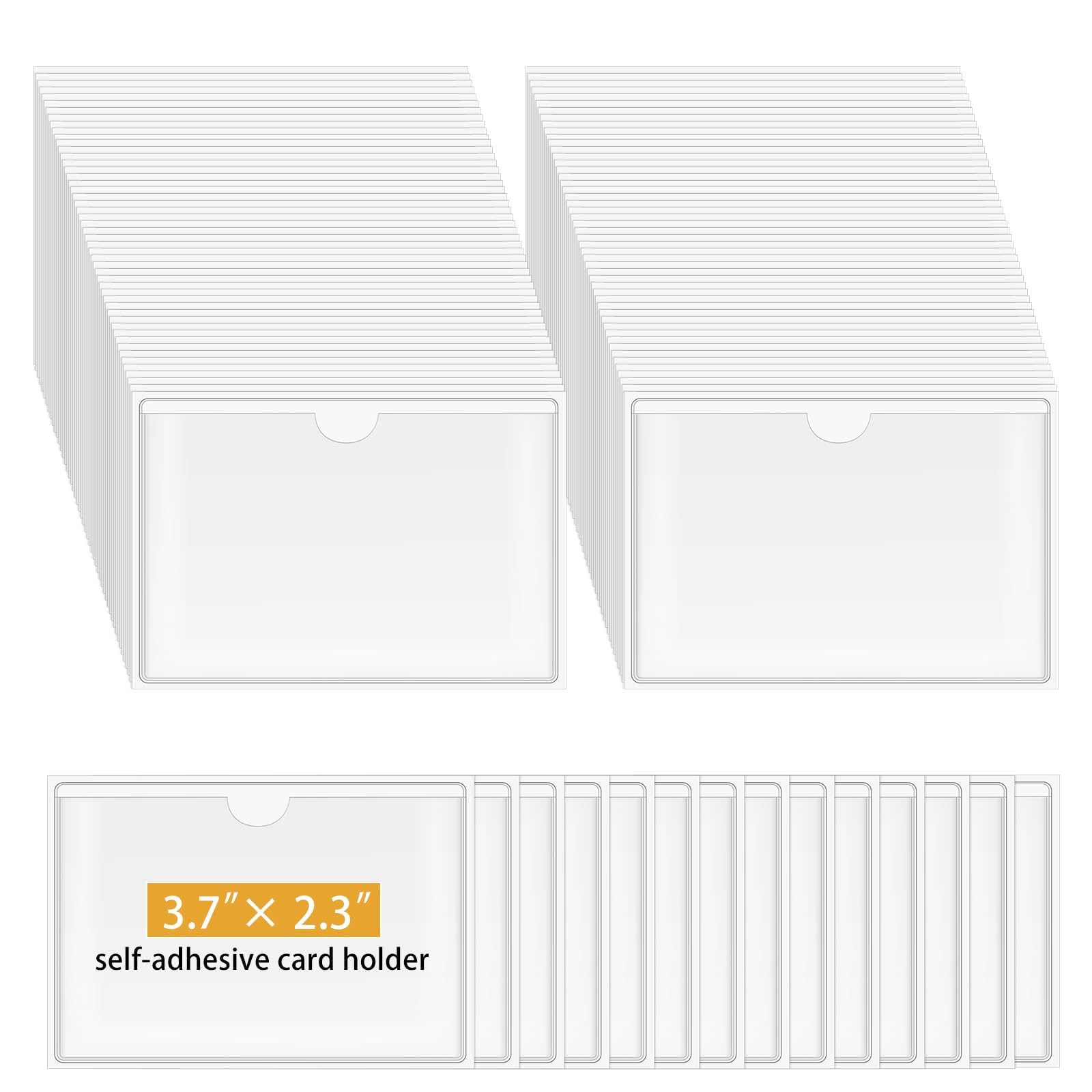 100 Pack Clear Self-Adhesive Business Card Pockets