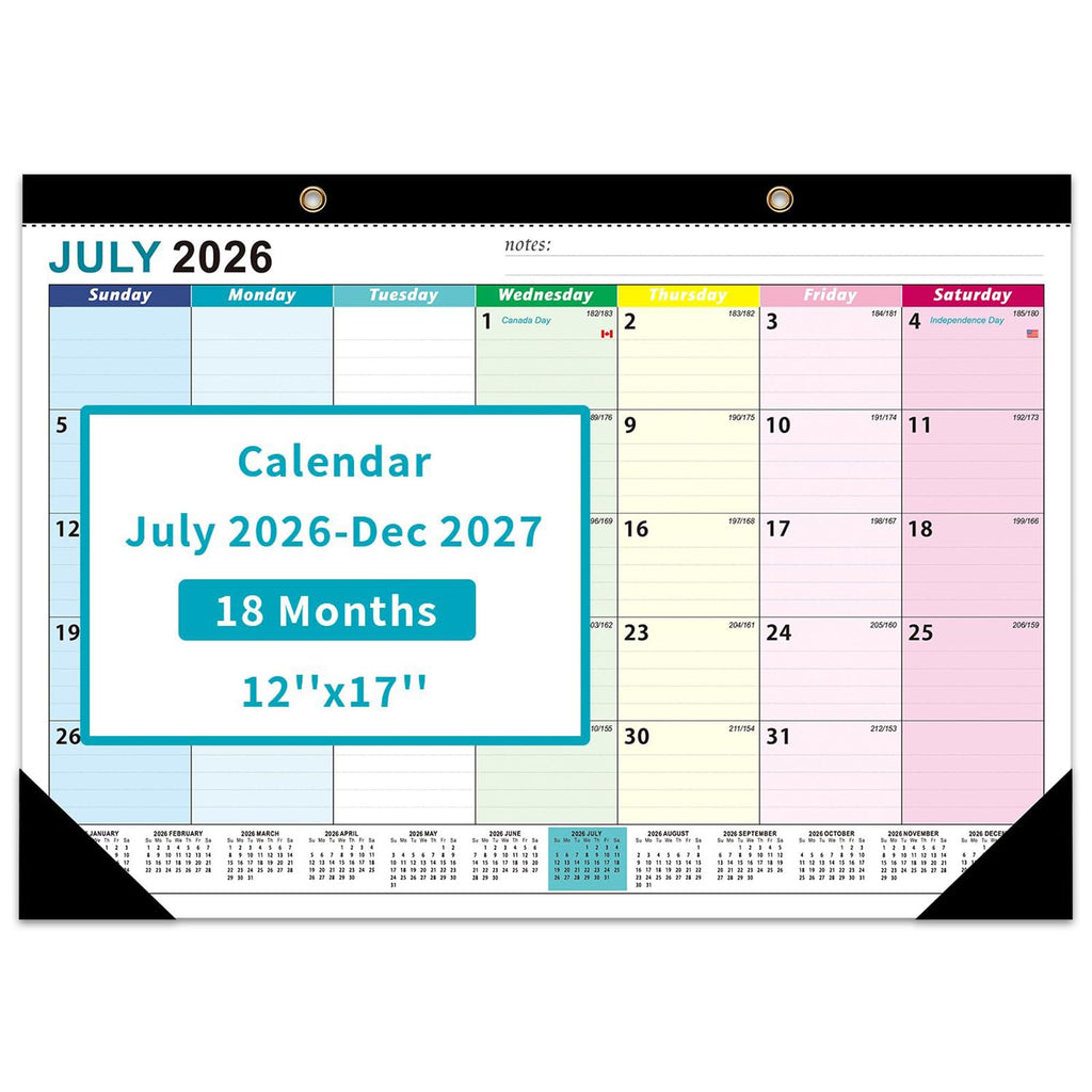 COMIX Desk Calendar 2026-2027, 17" x 12" Monthly Desktop Planner Pad with Frosted Cover, 18 Months July 2026 to December 2027, Thick 120 GSM Paper for Office School Home