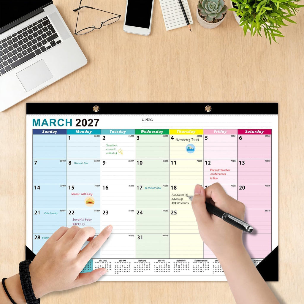 Desk Calendar 2026-2027 17x12in Large Monthly Planner Office Home School