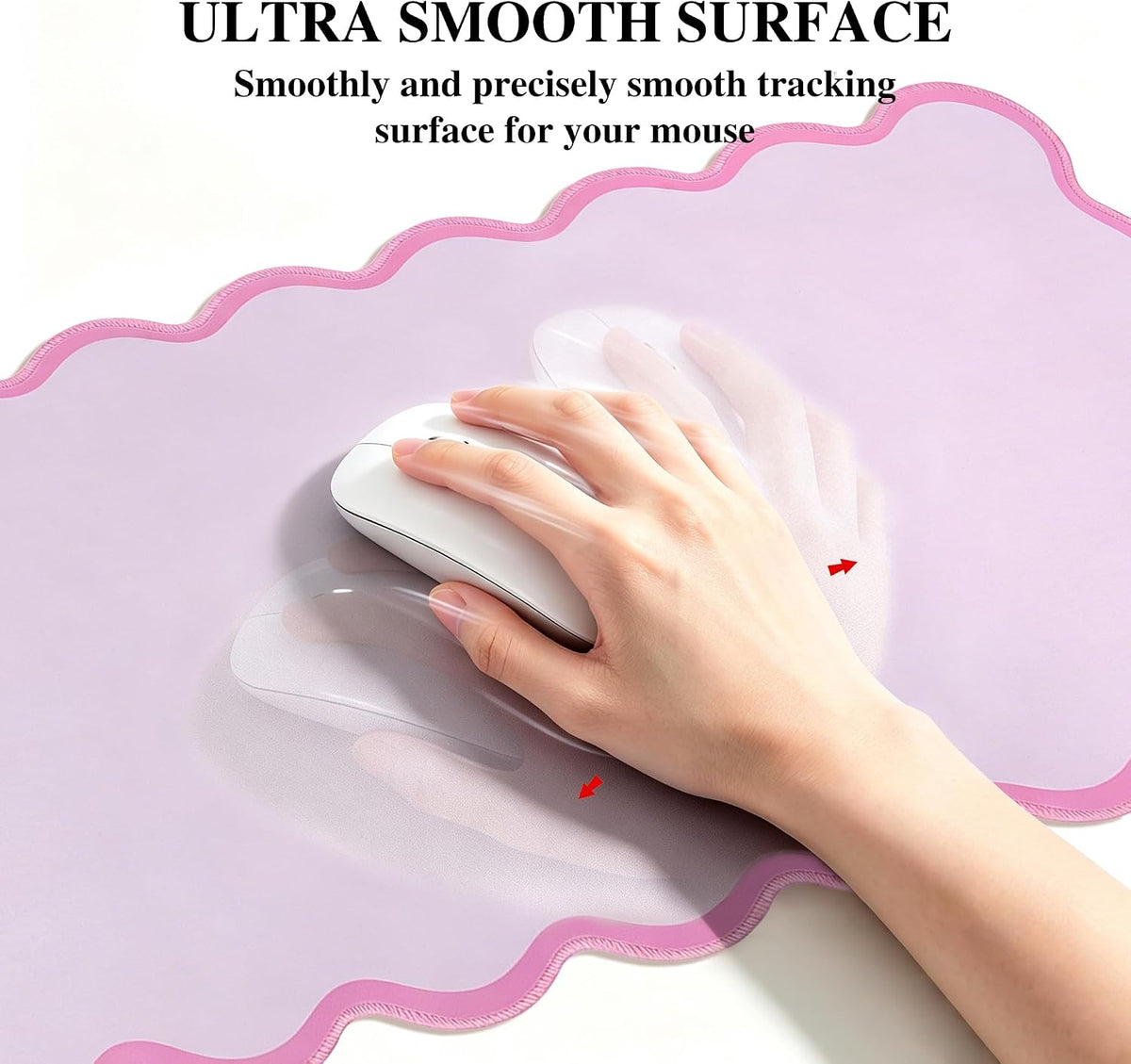 yuboo Scalloped Pink Fall Desk Mat, 31"×15.7" Rubber Desk Pad Gifts