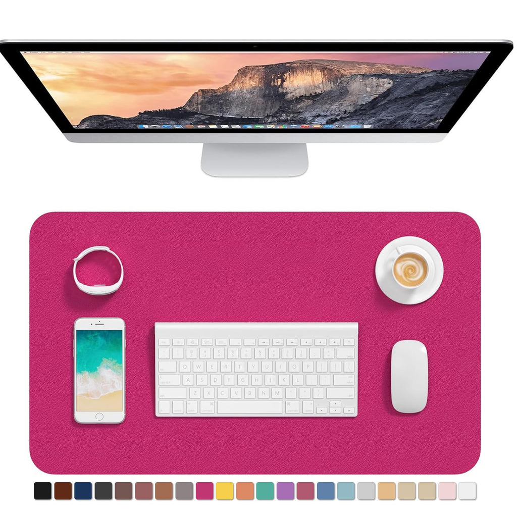 Hsurbtra Desk Pad, 30" x 14" PU Leather Desk Mat, XL Extended Mouse Pad, Waterproof Desktop Blotter Protector, Non-Slip Ultra Thin Large Laptop Keyboard Writing Mat for Office Home, Pink