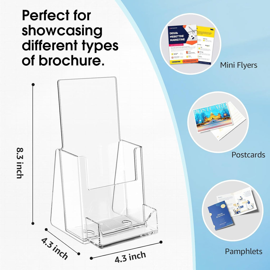 MaxGear Acrylic Brochure Holder Flyer Display Stand 4 x 9 Inch, 2 Pack