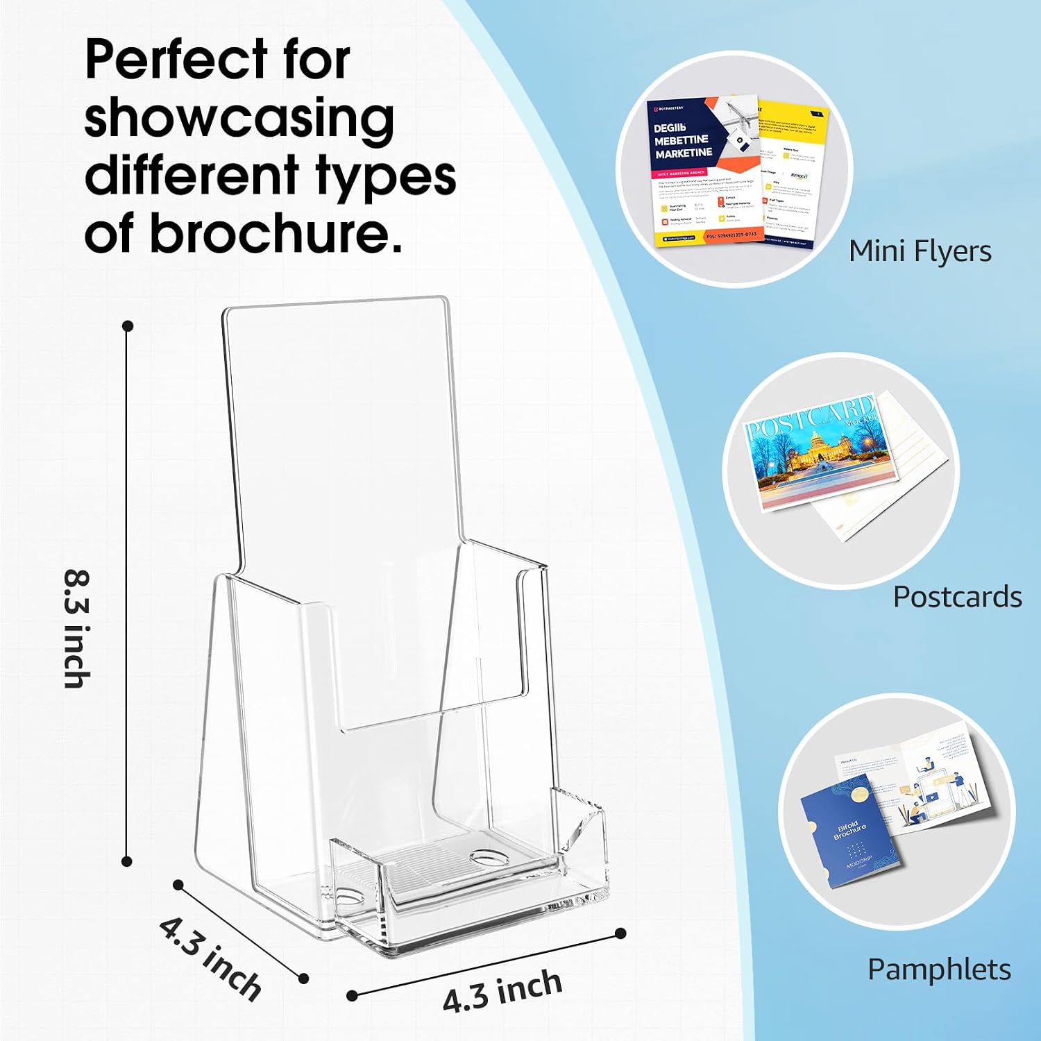 MaxGear Acrylic Brochure Holder Flyer Display Stand 4 x 9 Inch, 2 Pack