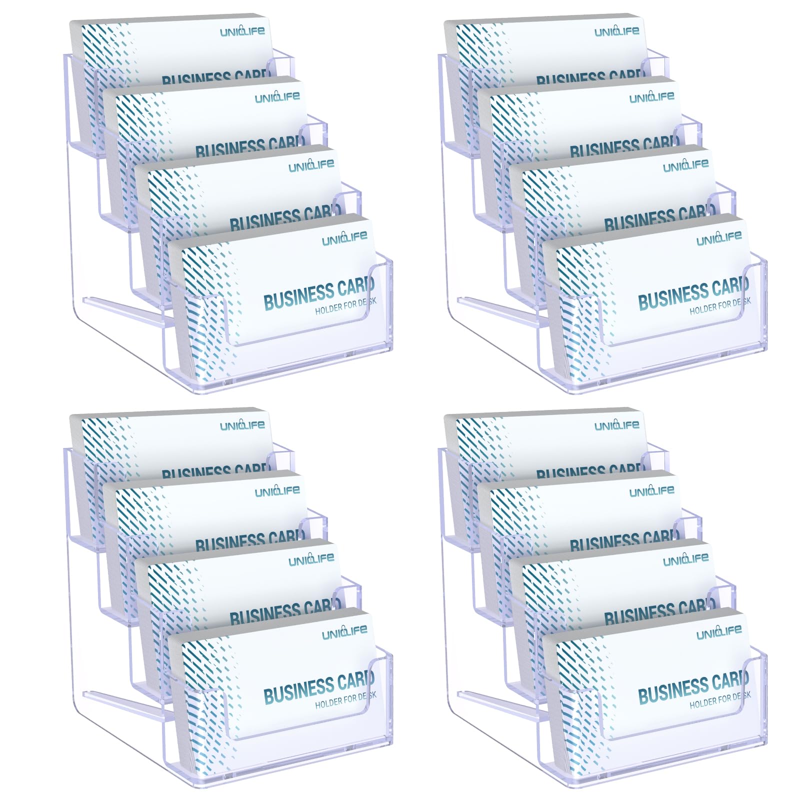 Uniclife 2 Pack Acrylic Business Card Holder for Desk, 120 Card Capacity