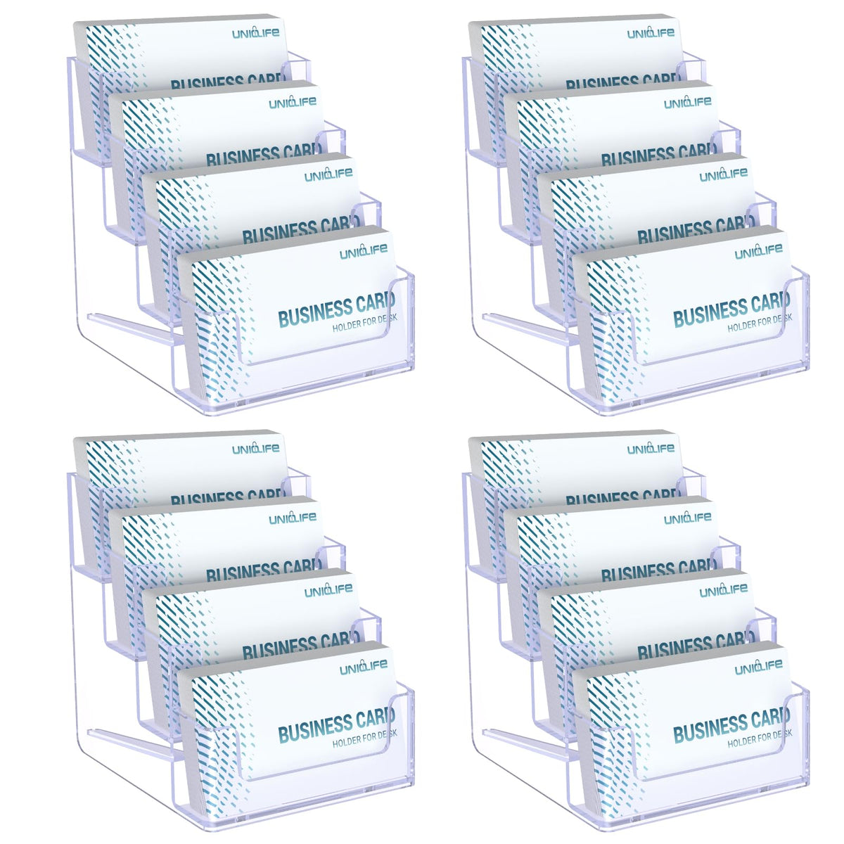 Uniclife 2 Pack Acrylic Business Card Holder for Desk, 60 Card Capacity