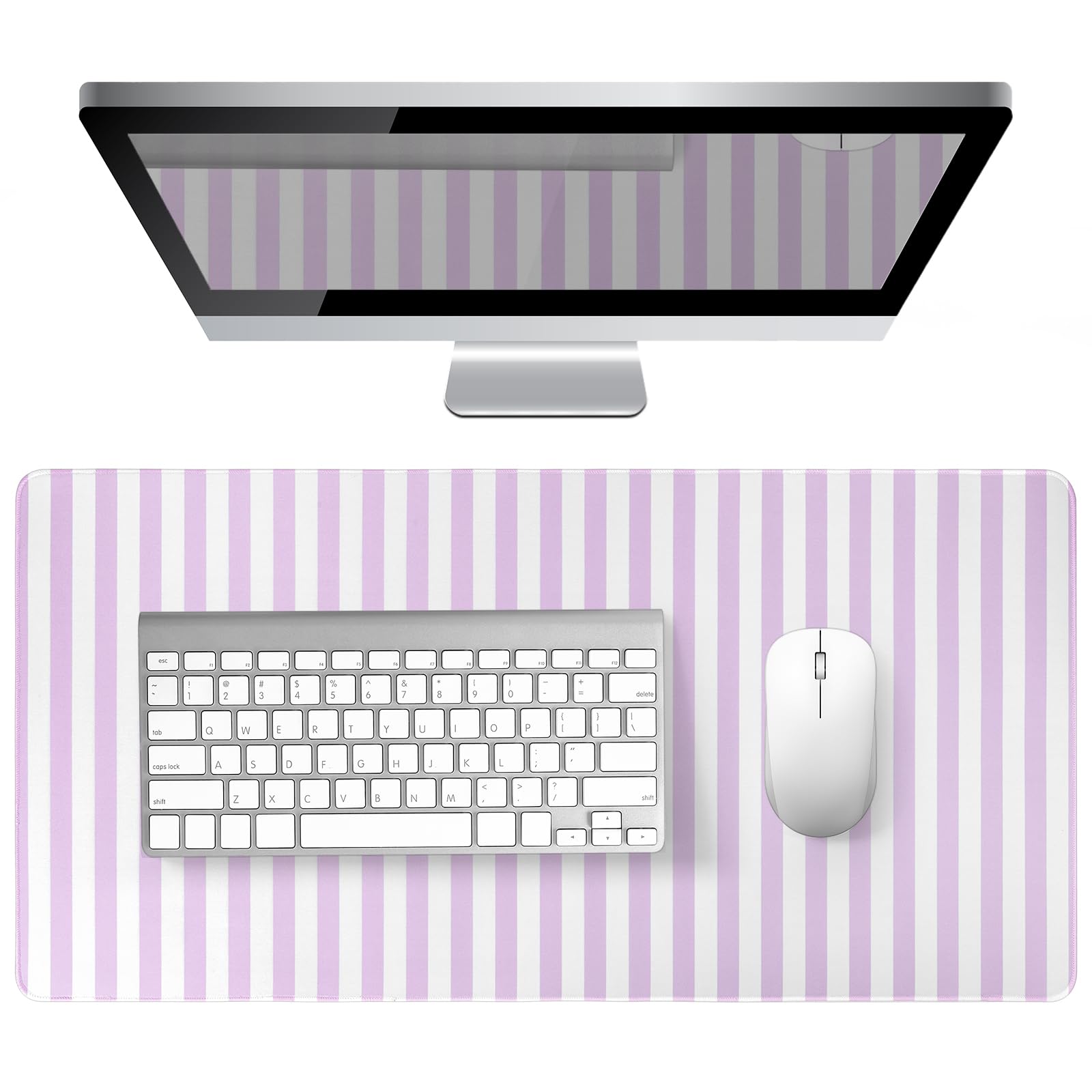 Green Striped Desk Mat Large Mouse Pad Cute Desk Pad Keyboard Computer Mat