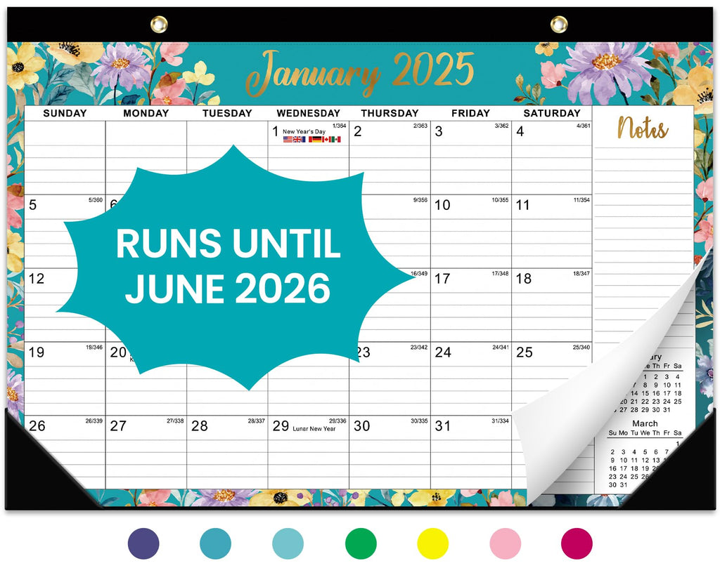 Taja Desk Calendar 2026-2027, Jul 2026-Dec 2027, 18-Month, 17" x 12"