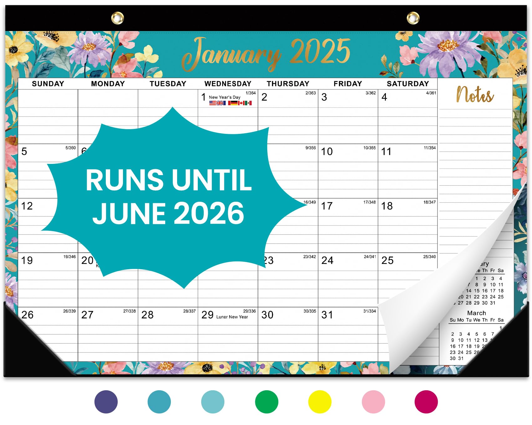 Taja Desk Calendar 2026-2027, Jul 2026-Dec 2027, 18-Month, 17" x 12"
