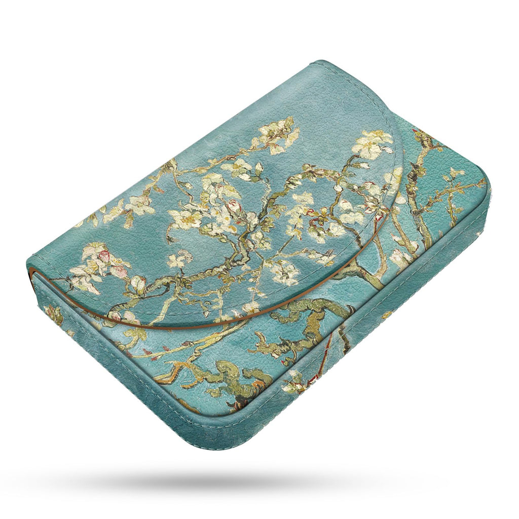 Business Card Holder，PU Leather Business Card Case Color Printing Pattern Card Holder Wallet，Pockets Magnetic Credit Card Holders for Men and Women，Bohemian Leaf