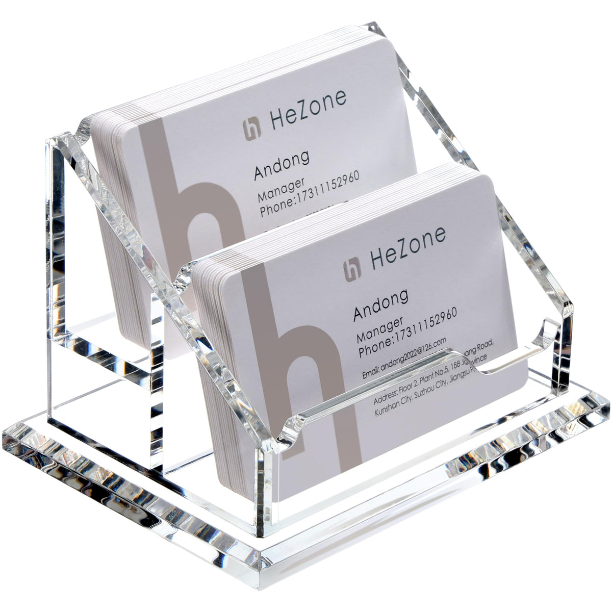 HeZone Acrylic Card Holder Clear Horizontal Business Card Organizer Stand for Desk 1 Slots Business Cards Stand for Women and Men,Office Desk Accessories,Organize 50 Cards-1 Pack
