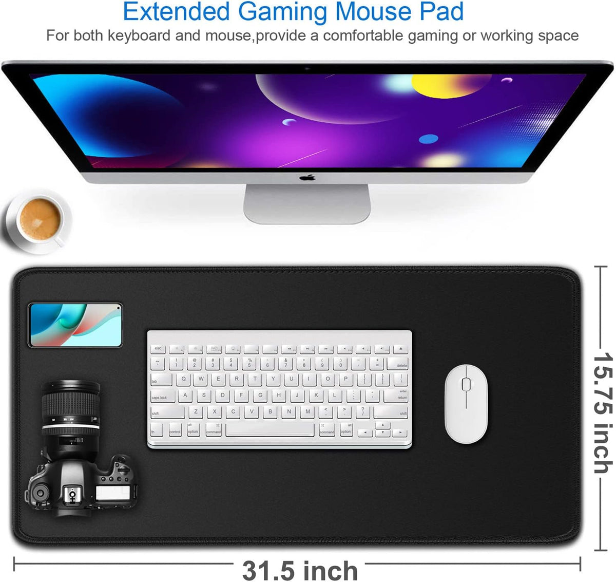 Large Gaming Mouse Pad, 31.5x15.7 in Large Desk Computer Keyboard Mouse Mat