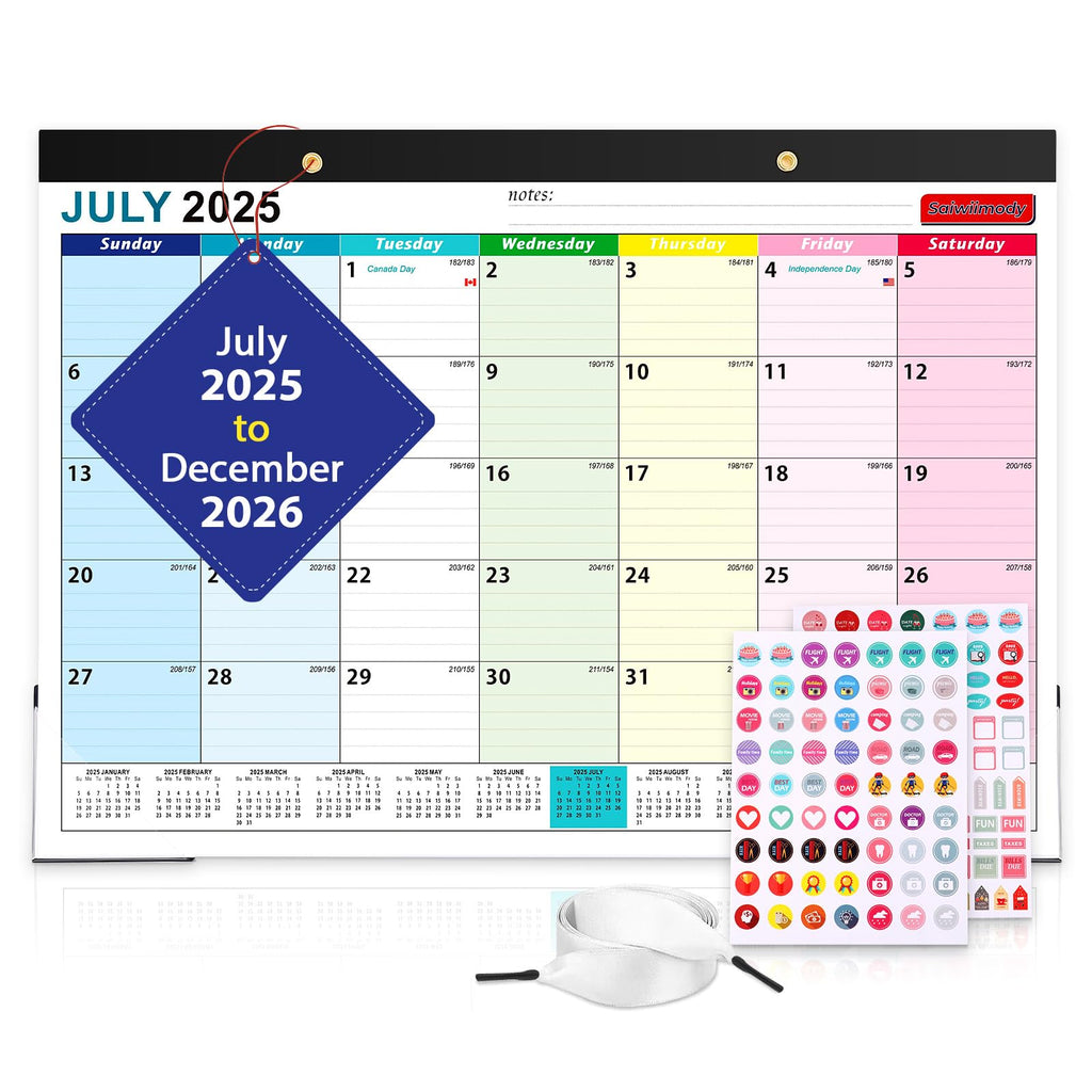 Desk Calendar 2026 with Clear Waterproof Cover 17 x 12 inch 18 Months Wall Calendar Runs from Jul. 2025 to Dec. 2026 School Year Calendar for Schedule Organization Monthly Planner, Pink