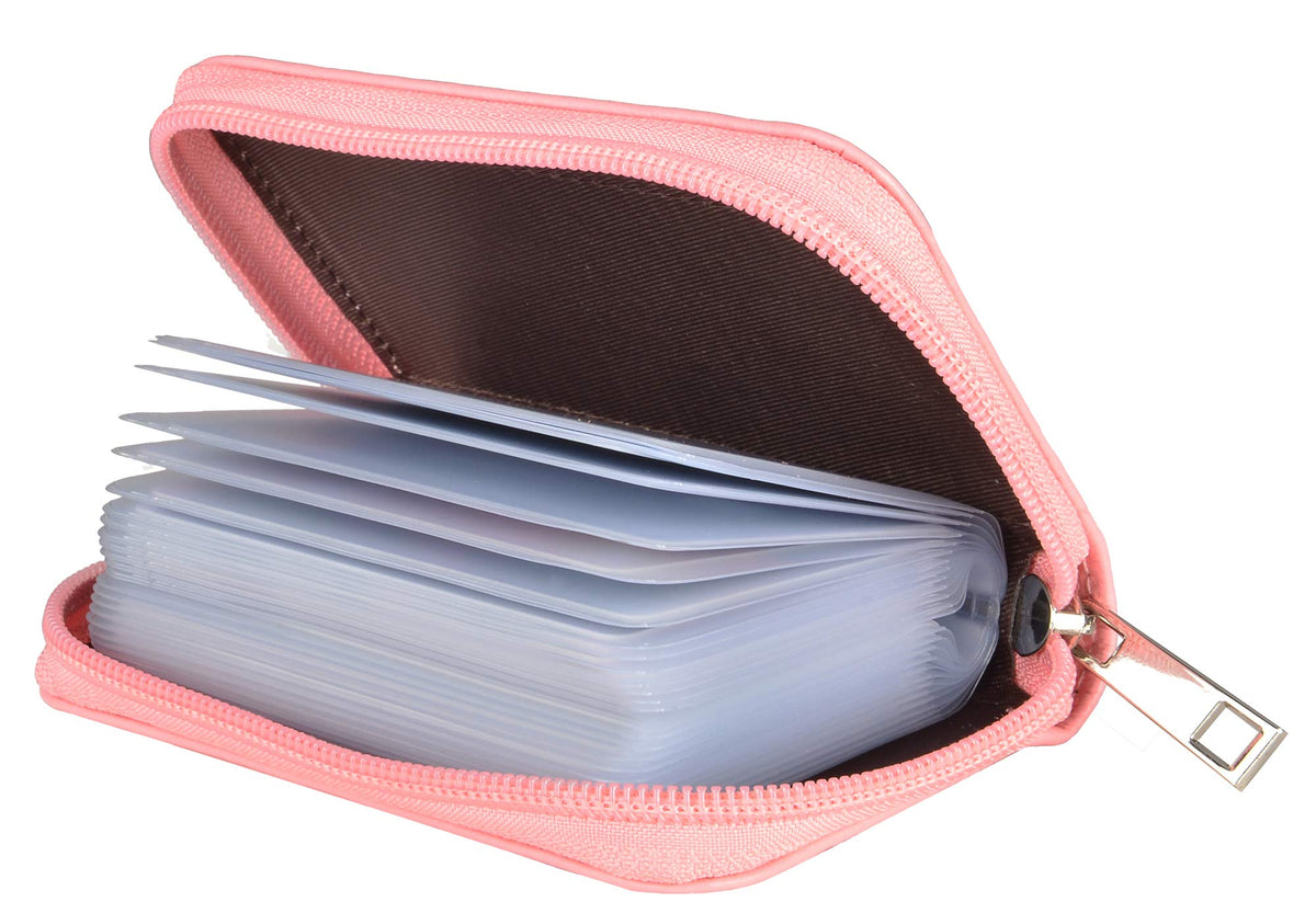 Easyoulife Genuine Leather Credit Card Holder Zipper Wallet With 26 Card Slots