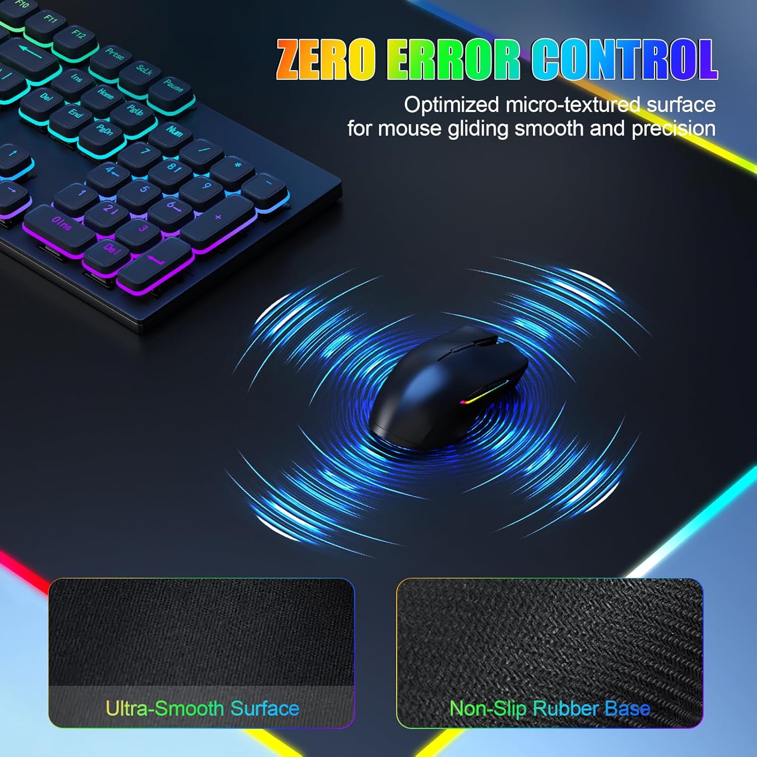 Wireless Charging RGB Mouse Pad with Phone Stand, Large Gaming Desk Mat