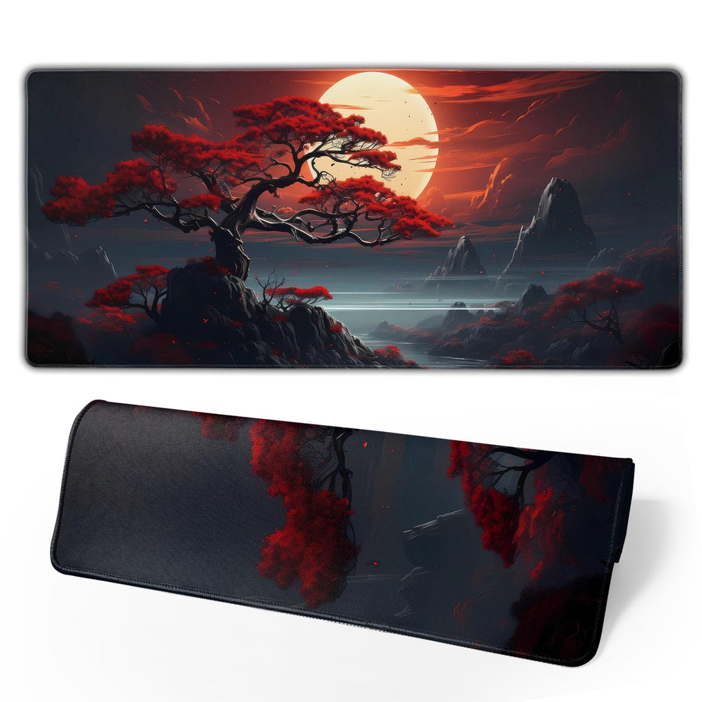 Japanese Mouse Pad, Large Japanese Desk Mat, XL Anime Gaming Keyboard Mat, Non-Slip Rubber Base, Big Extended Desk Protector for Home Office, 31.5”x11.8”