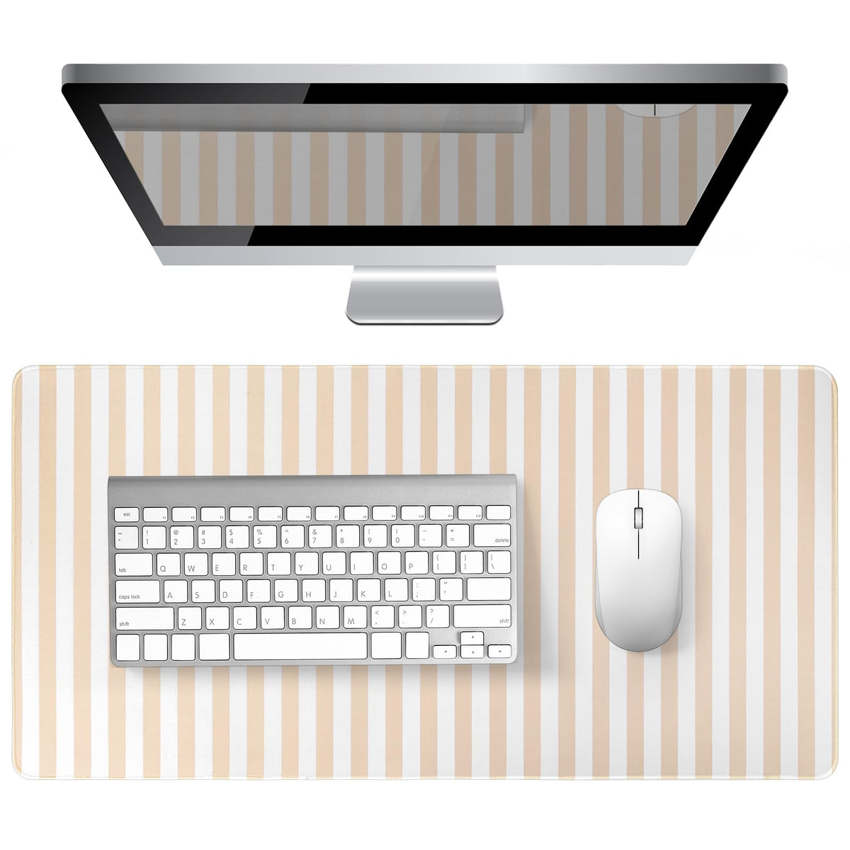 Green Striped Desk Mat Large Mouse Pad Cute Desk Pad Keyboard Computer Mat