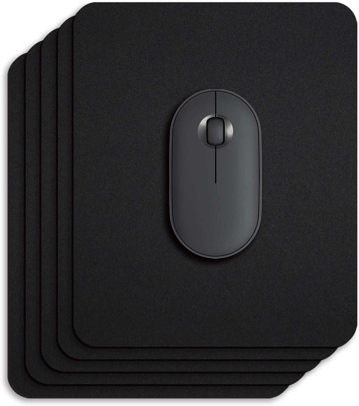 5 Pack Bulk Black Small Mouse Pad, Computer Mousepad for Desk, Compact Size