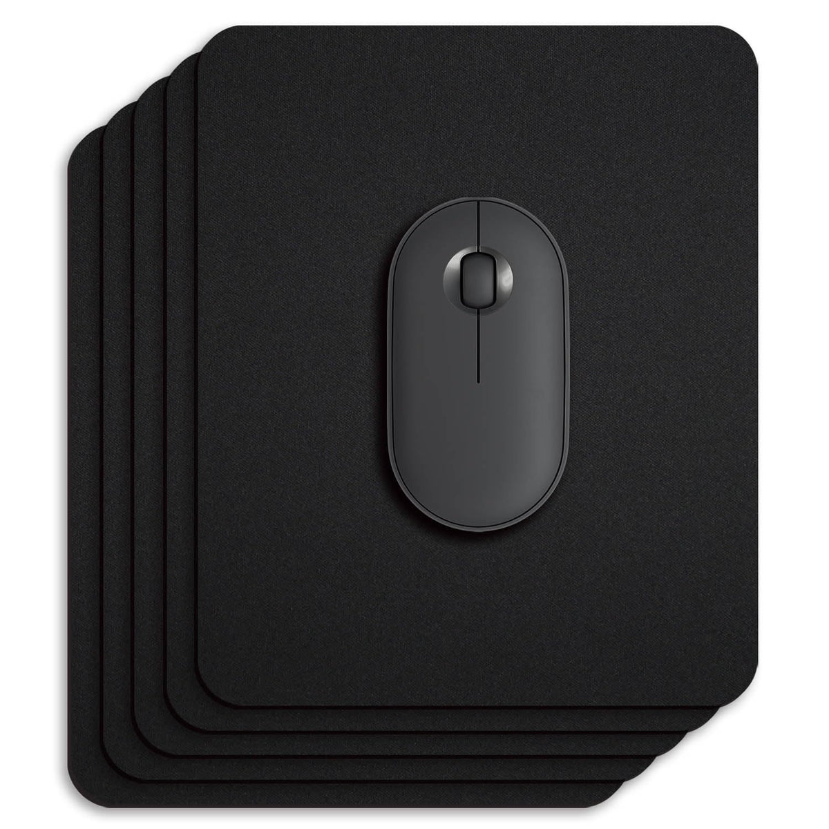 5 Pack Bulk Black Small Mouse Pad, Computer Mousepad for Desk, Compact Size
