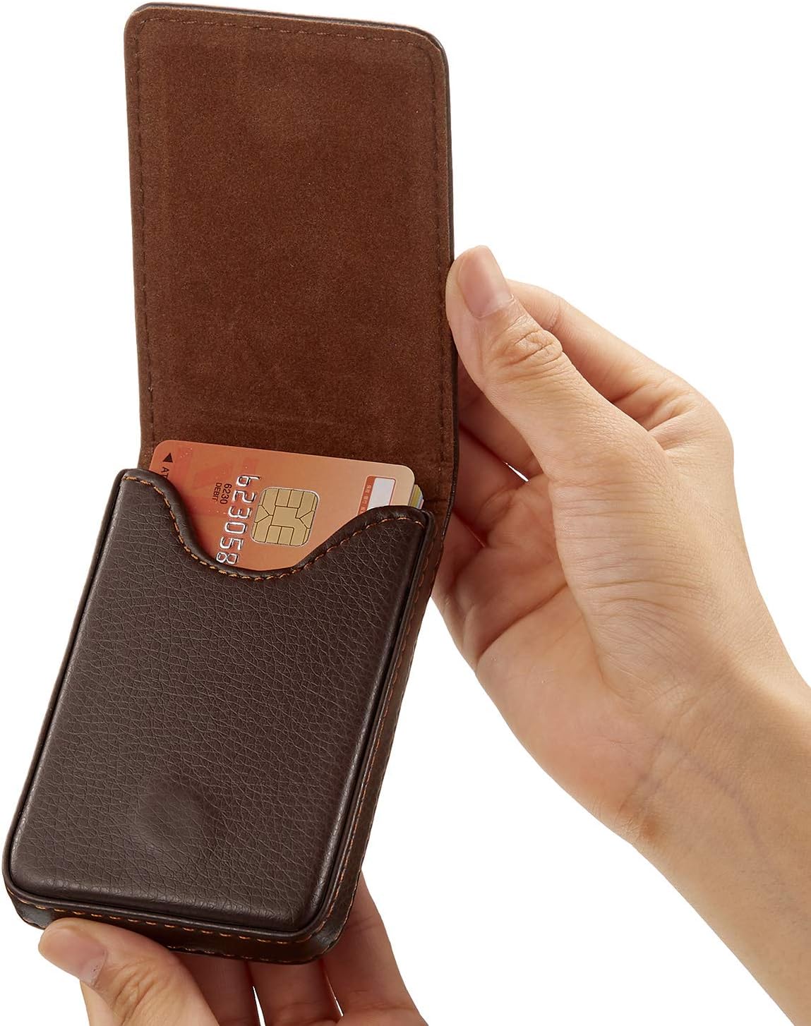 Outus 2 Pcs Business Card Holder Wallet PU,Black and Coffee,Classic