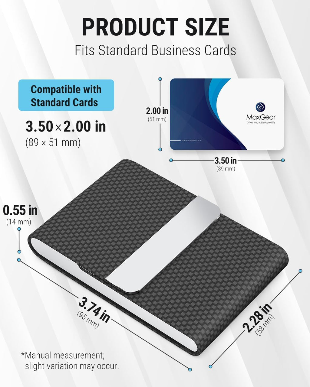 MaxGear Business Card Holder, PU Leather Business Card Case, Black Carbon