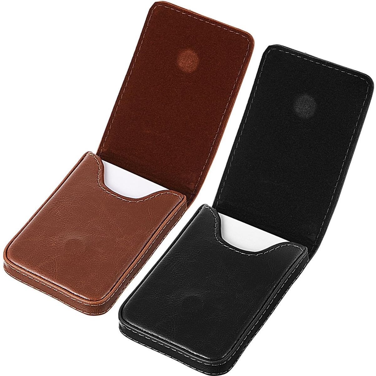 Outus 2 Pcs Business Card Holder Wallet PU,Black and Coffee,Classic
