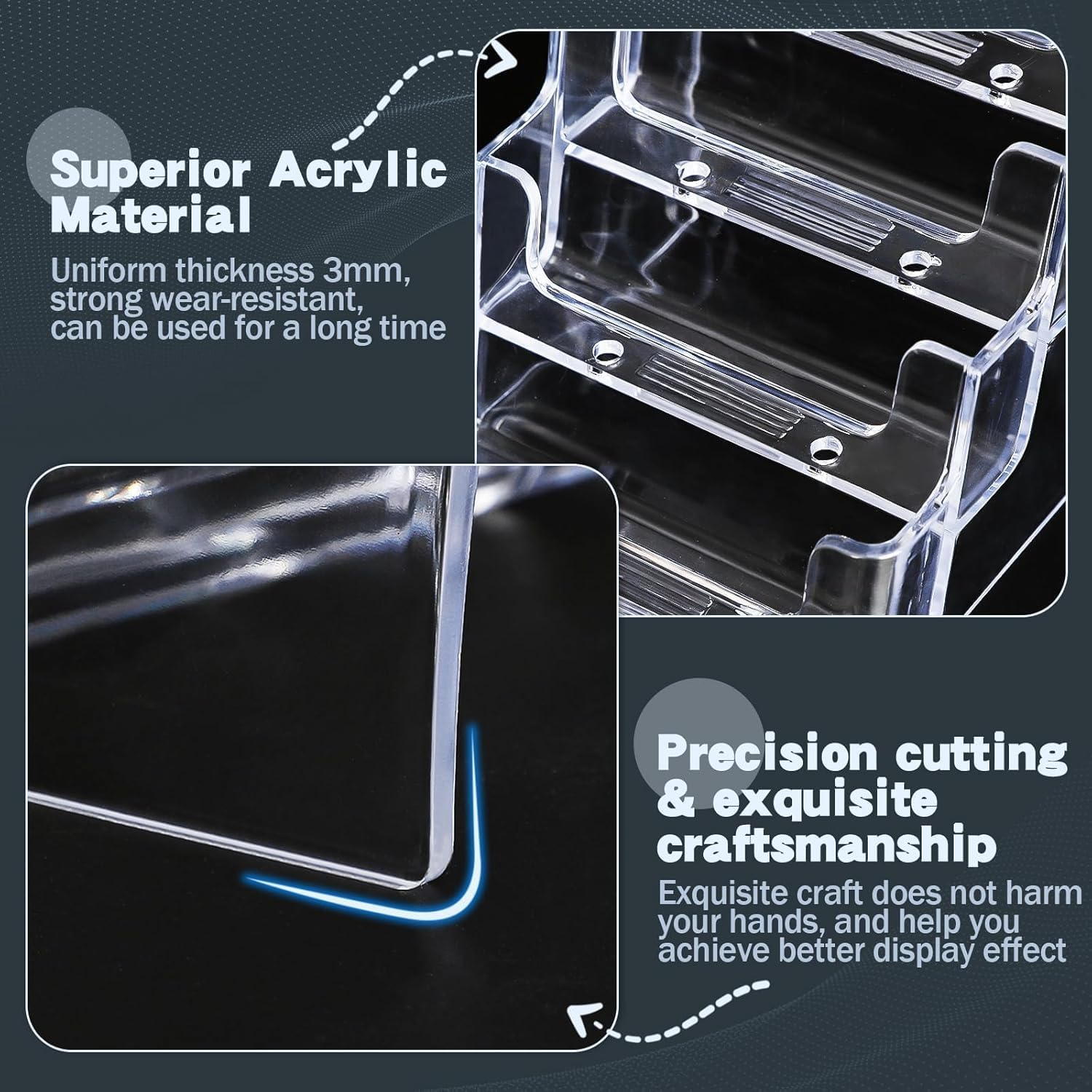 xydstay Acrylic 4-Tier Business Card Holder for Desk with 4 Pockets, 2 Pack