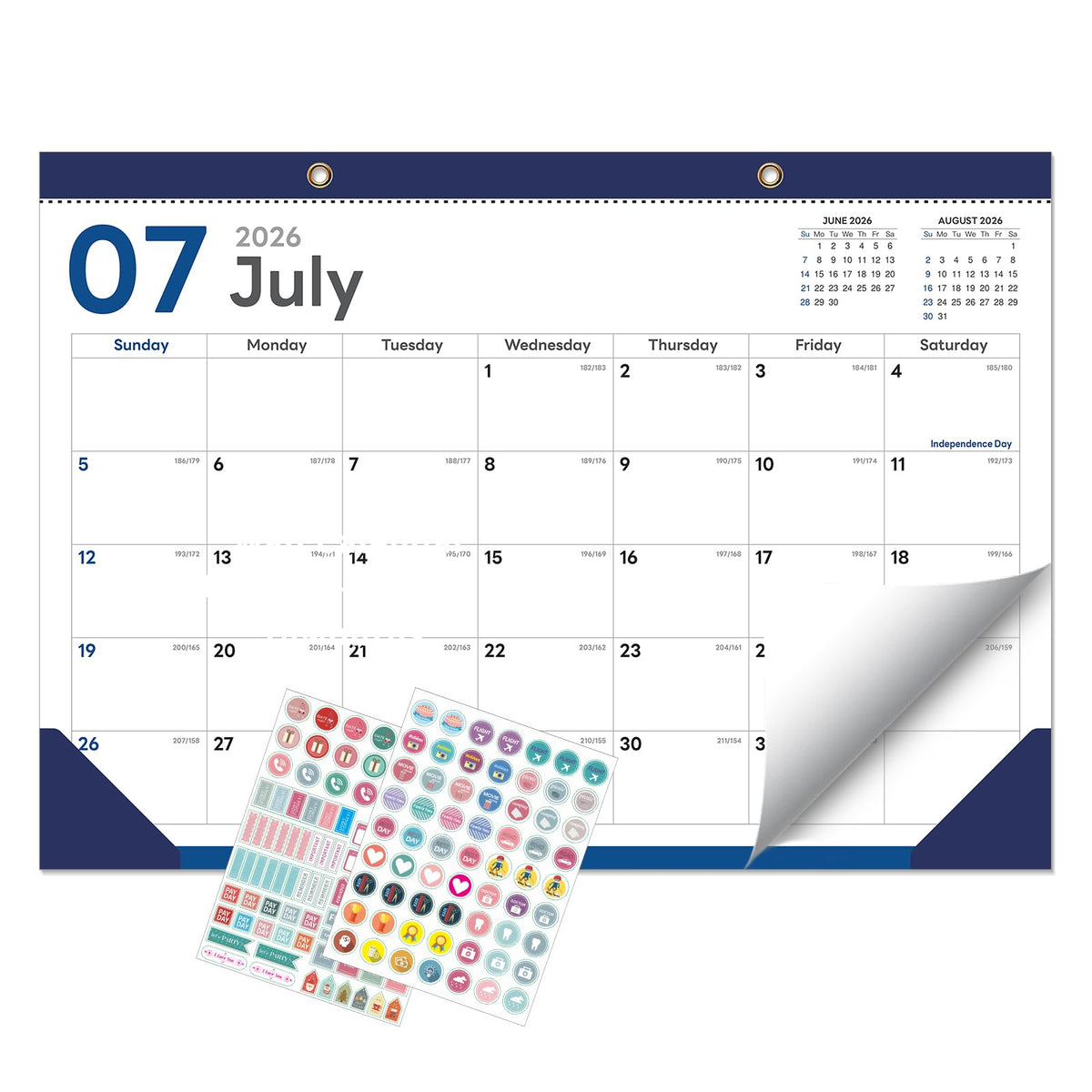 Desk Calendar 2026-2027 - Ougesi 19 Month Desk Top Calendar, 17x12''