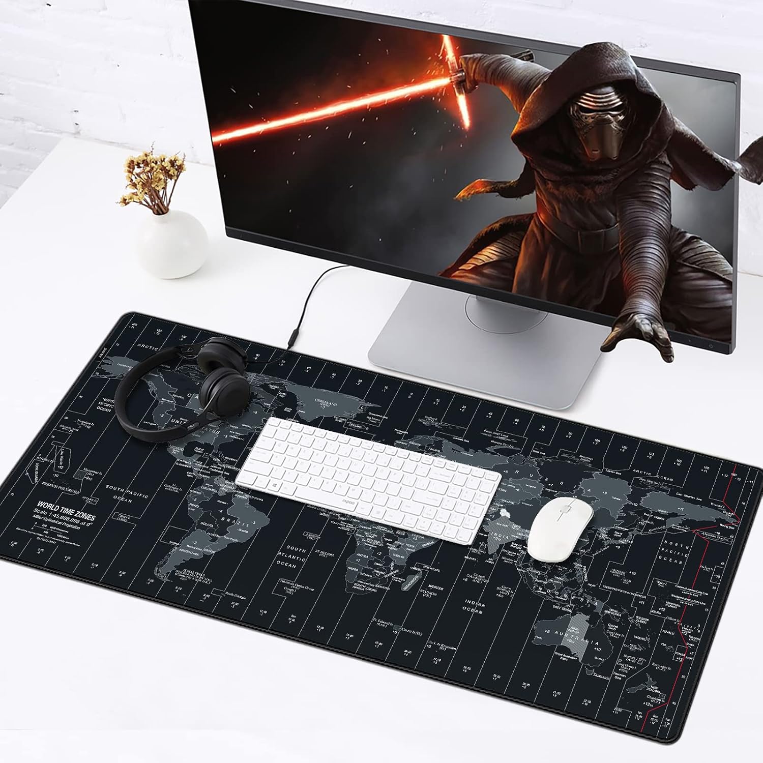 JIALONG Large Gaming Mouse Pad Extended Desk Mat XXL Mousepad with Non-Slip Keyboard Pad for Office Laptop, Computer and PC - 35.4 x 15.7 inches World Map