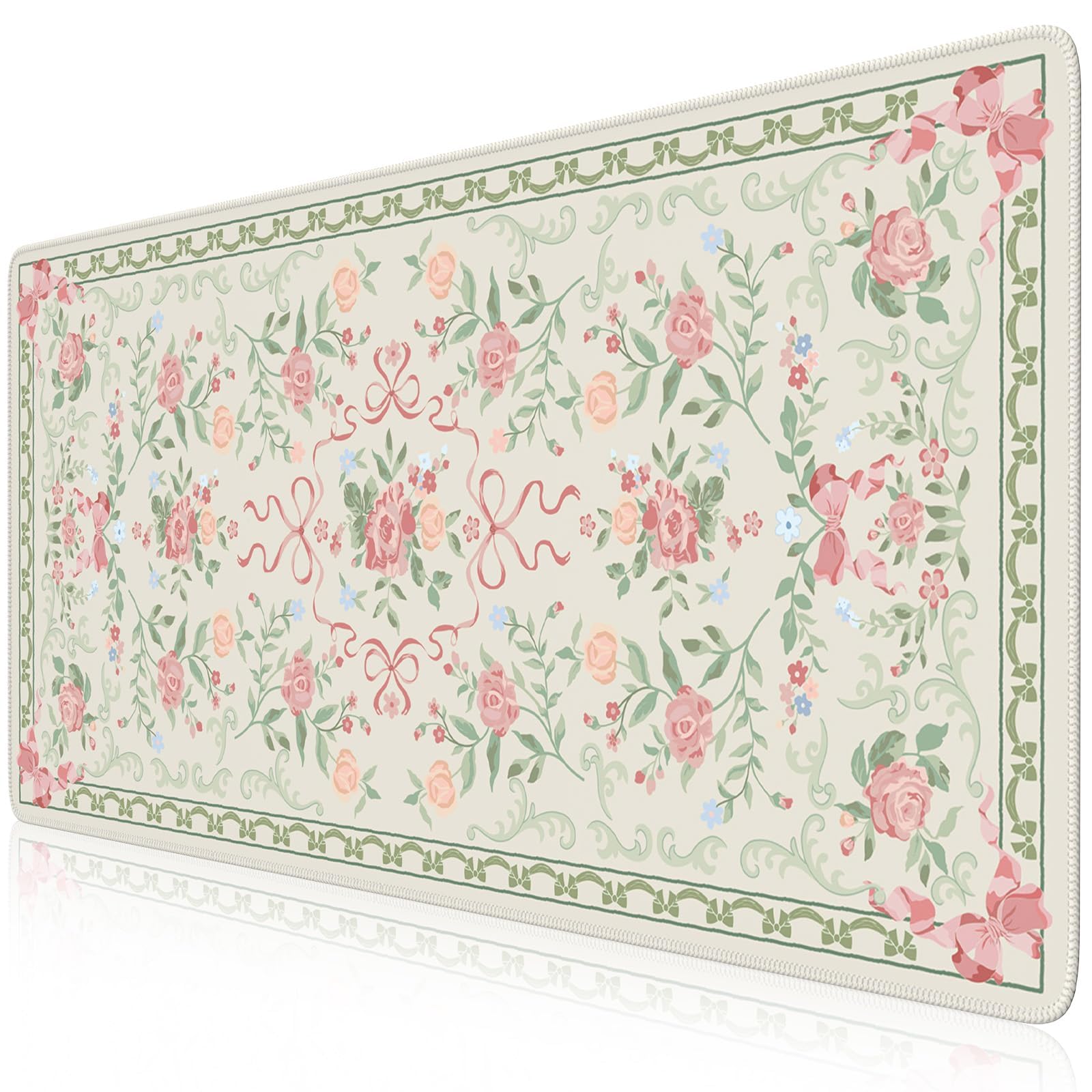 iCasso Desk Mat,Mouse Pad for Office Desk,35.4x15.7in,Pink Flowers