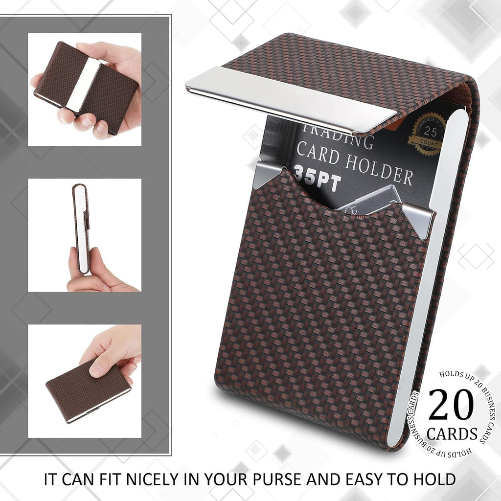 Eaasty 4 Pcs PU Leather Business Card Holder Case with Magnetic Clasp Pocket RFID Blocking Metal Business Card Holder Wallet Organizer(Multicolor,Classic Style)