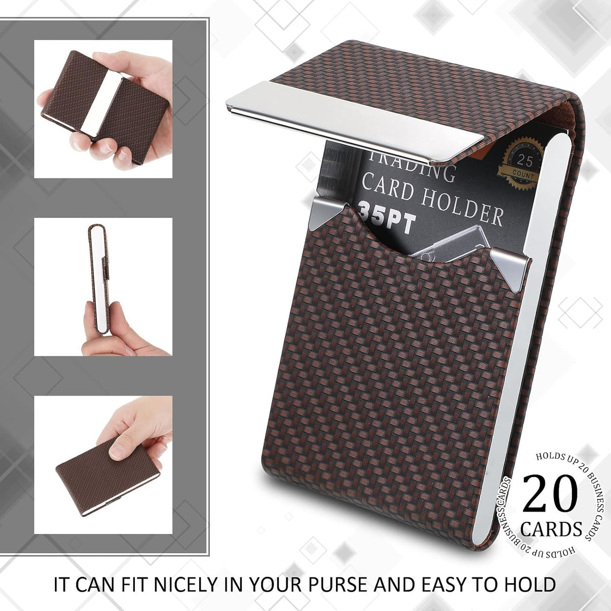 Eaasty 4 Pcs PU Leather Business Card Holder Case with Magnetic Clasp Pocket RFID Blocking Metal Business Card Holder Wallet Organizer(Multicolor,Classic Style)