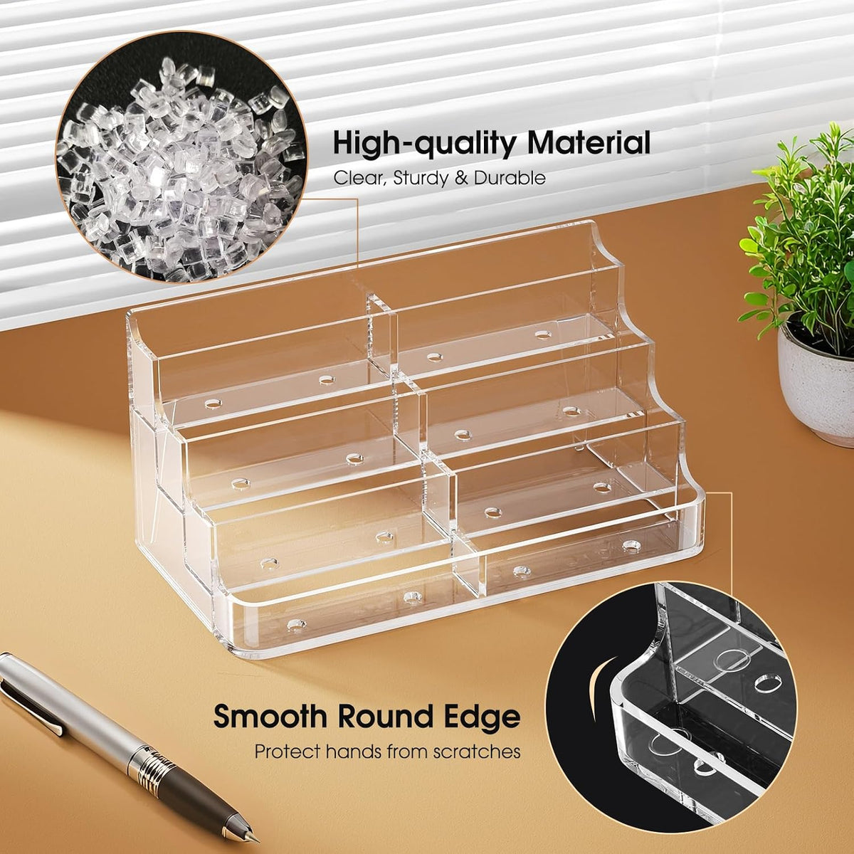 MaxGear Acrylic Business Card Holder, Desktop Card Display Stand, 8 Pockets