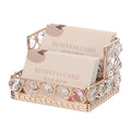 Hipiwe 2 Tiers Crystal Business Card Holder Gold Mirrored Cards Organizer
