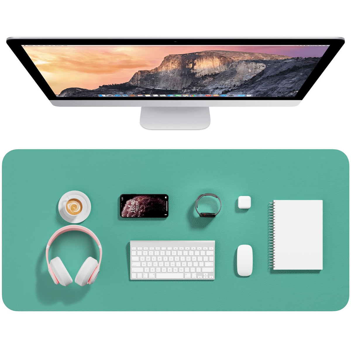 Hsurbtra Desk Pad, 30" x 14" PU Leather Desk Mat, XL Extended Mouse Pad, Waterproof Desktop Blotter Protector, Non-Slip Ultra Thin Large Laptop Keyboard Writing Mat for Office Home, Pink