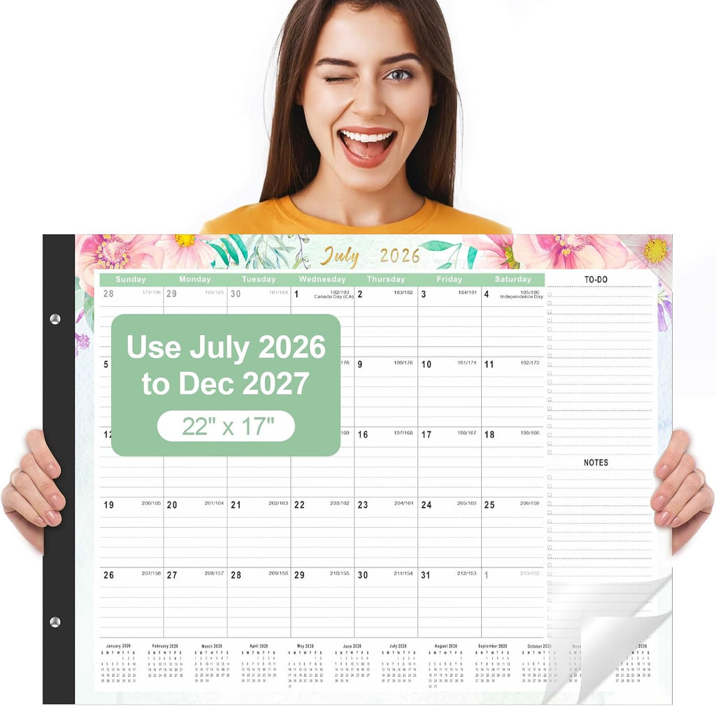 Large Desk Calendar 2026-2027,Jul 2026-Dec 2027,Gannyfer 18-Month Calendar