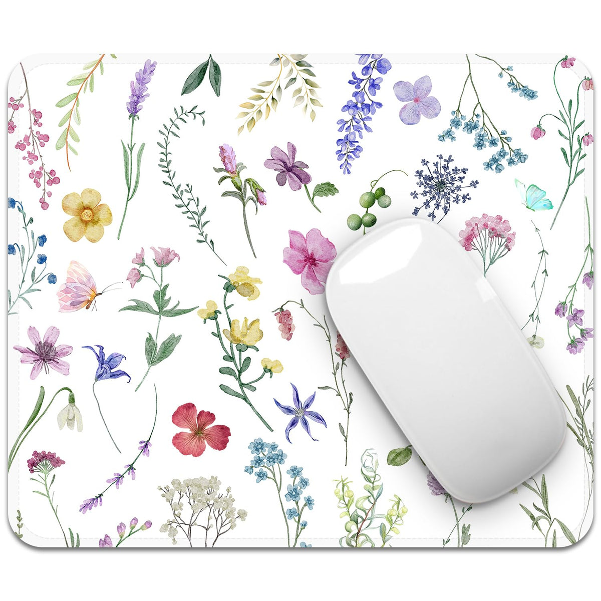 FROGIGO Mouse Pad with Stitched Edges - Cute Floral Mousepad for Women, 9.25 x 7.75 inch Washable Square Desk Pad, Non-Slip Rubber Base, Office Home Laptop Accessories - Vintage Garden