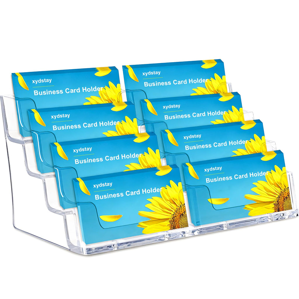 xydstay Acrylic 4-Tier Business Card Holder for Desk with 4 Pockets, 2 Pack
