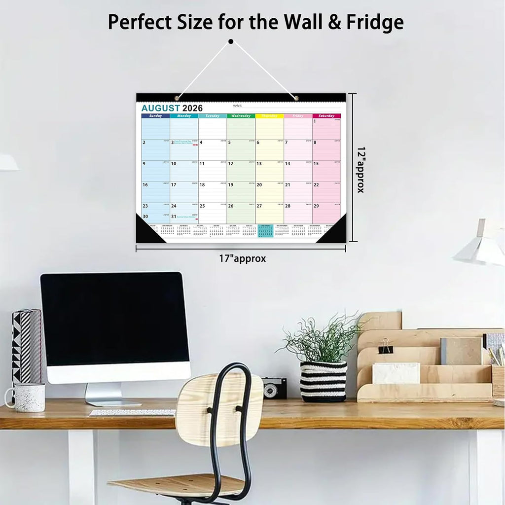 Desk Calendar 2026-2027 - 18 Month Desk Calendar july 2026-2027 Dec, 17" x 12", Large Desk Calendar with Thick Paper, Plastic Cover, Stickers, Home or Office Calendar for Easy Organizing