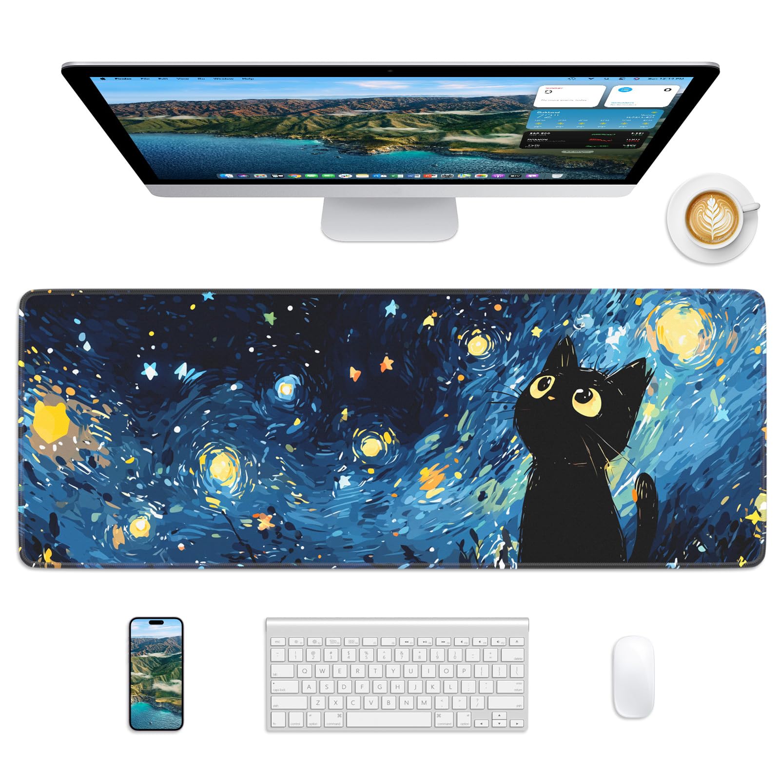 Mouse Pad 31.5x11.8in Large Desk Mat Non-Slip for Office